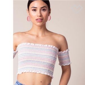 Smocked White Crop Top